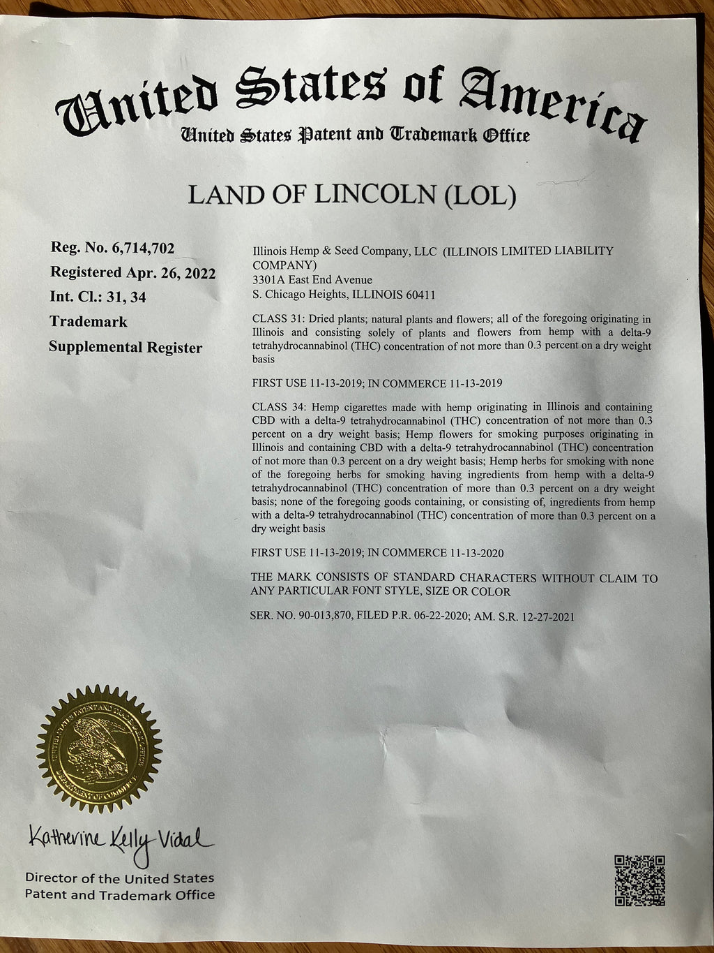 Land of Lincoln (LOL)®  Cannabis Sativa L. Seeds